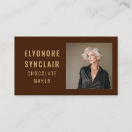 Simple Brown Chocolate Maker Photo Social QR Code  Visitkort