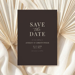 Simple Brown Elegant Photo Wedding Save the Date Spara Datumet