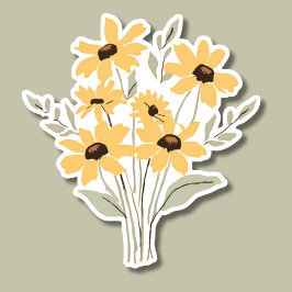 Simple Brown-Eyed Susan Bouquet Watersecure Klistermärken