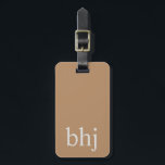 Simple Brown Initial Monogram Bagagebricka<br><div class="desc">Anpassadets bagagemärkesdesign med enkel elegant</div>