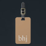 Simple Brown Initial Monogram Bagagebricka<br><div class="desc">Anpassadets bagagemärkesdesign med enkel elegant</div>