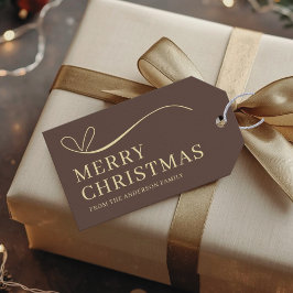 Simple brown modern Merry Christmas  Presentetikett