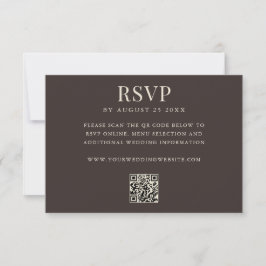 Simple Brown Modern QR Code Wedding OSA Kort