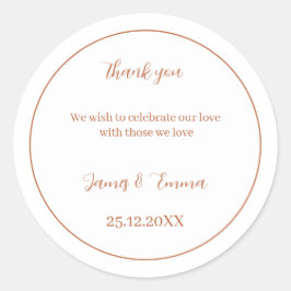 Simple Brown Personlig Bröllop Runt Klistermärke