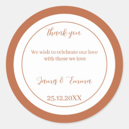 Simple Brown Personlig Bröllop Runt Klistermärke