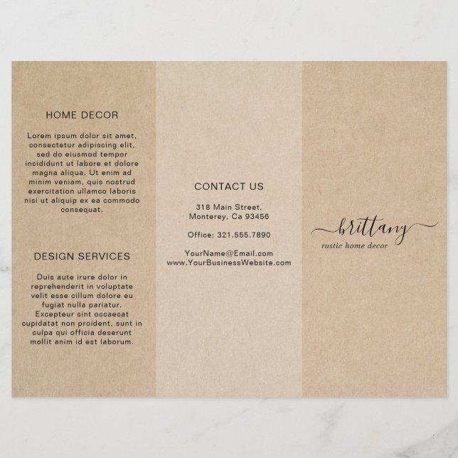 Simple Brown Rustic Business Trifold Brochure (Framsida)