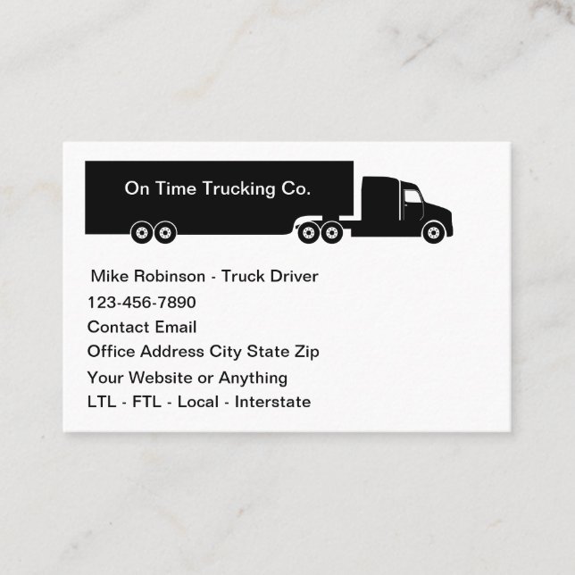 Simple Budget Truck Driver Shipping Theme Visitkort (Framsida)