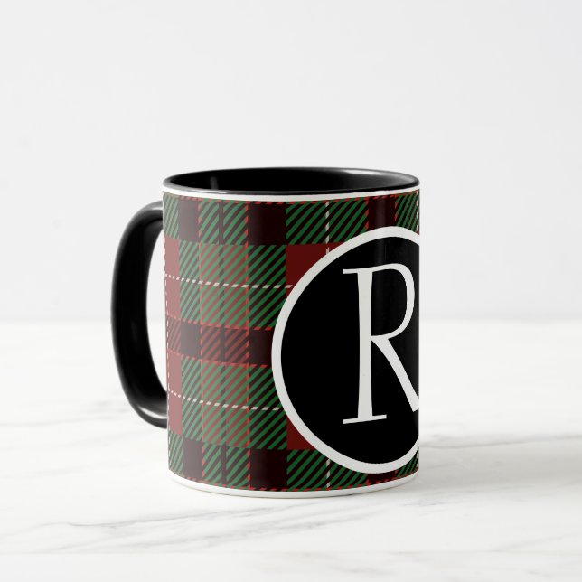 SImple buffalo plaid monogram Mugg (Framsida vänster)