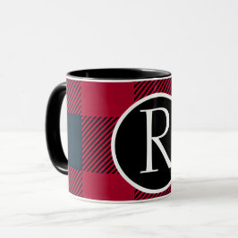 SImple buffalo plaid monogram Mugg