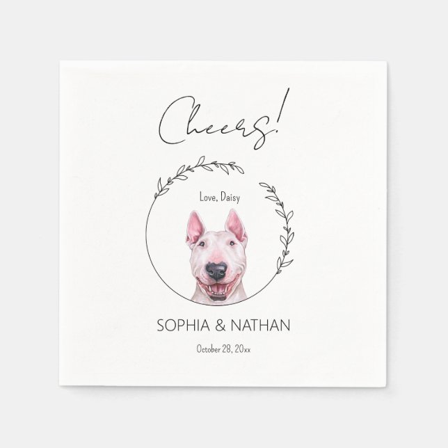 Simple Bull Terrier Hund Bröllop Cocktail Pappersservett (Framsidan)