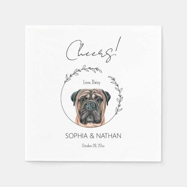 Simple Bullmastiff Bröllop Cocktail Napkins Pappersservett (Framsidan)