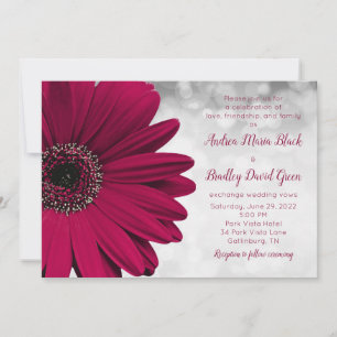 Simple Burgundy Gerbera Daisy Bröllop Inbjudningar