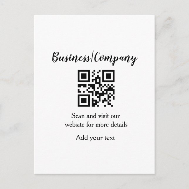 Simple business company website barcode QR add nam Vykort (Framsida)