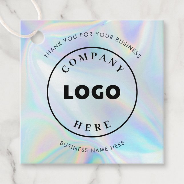 Simple Business Logo Holographic Custom Company Gåvor Etiketter (Framsida)