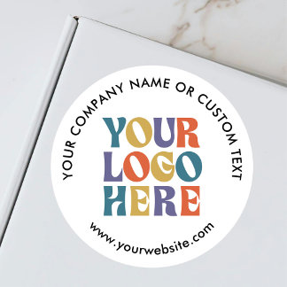 Simple Business Logo Packaging Shipping White Runt Klistermärke