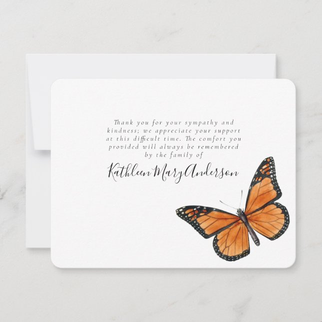 Simple Butterfly Funeral Tack Kort (Framsida)