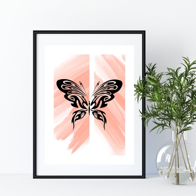Simple Butterfly Silhouette på Orangens bakgrund Poster (Skapare uppladdad)