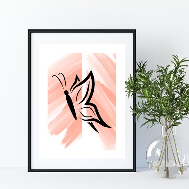Simple Butterfly Silhouette på Orangens bakgrund Poster (Skapare uppladdad)