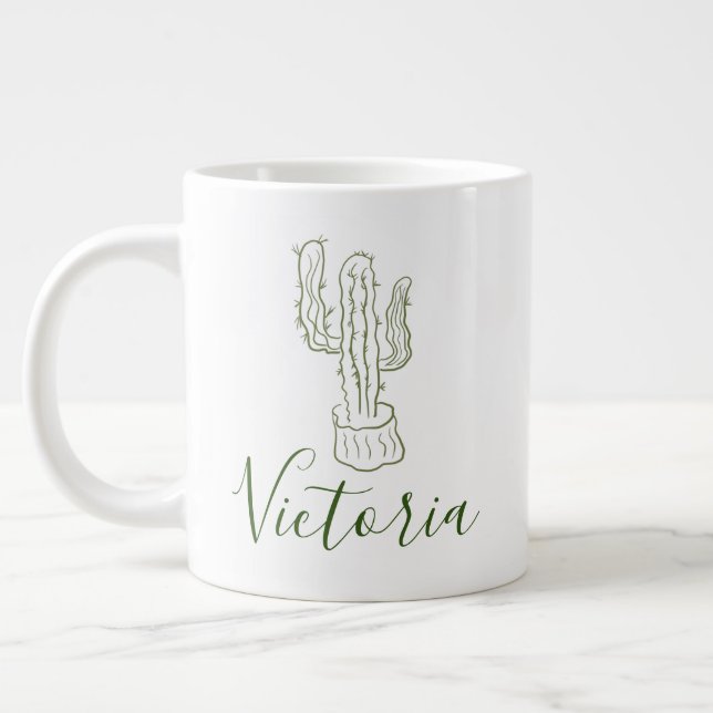 Simple Cactus Doodle Namn Giant Coffee Mugg Jumbo Mugg (Vänster)