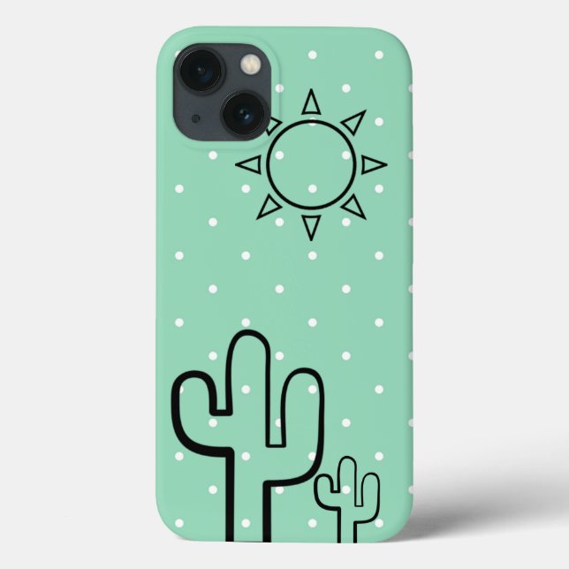 Simple Cactus Mint Grönt Dots Sommar Iphone 6 Fodr (Baksida)