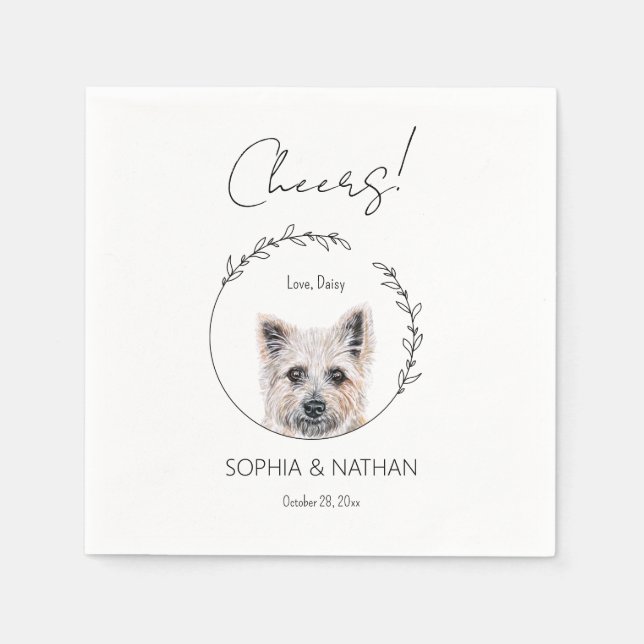 Simple Cairn Terrier Hund Bröllop Cocktail Napkins Pappersservett (Framsidan)
