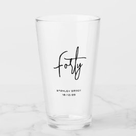 Simple CalliGraph Black 40:e födelsedagen Glaskopp