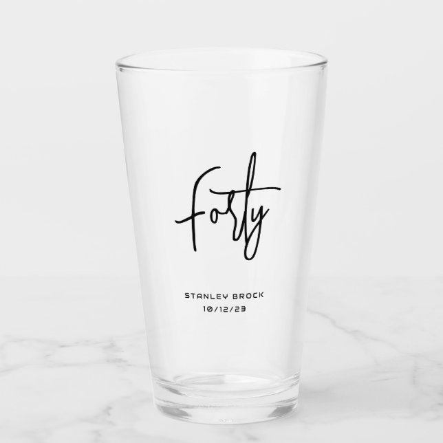 Simple CalliGraph Black 40:e födelsedagen Glaskopp (Framsida)
