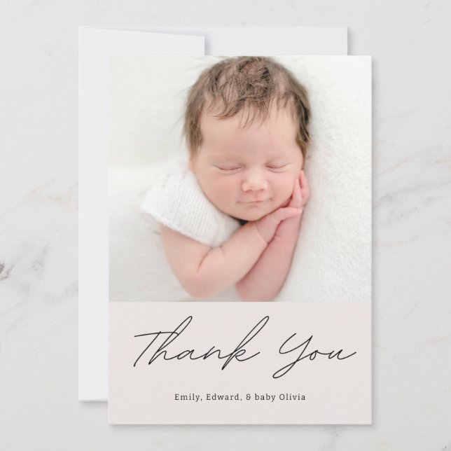 Simple Calligraphy Baby Shower Photo Tack Kort (Framsida)
