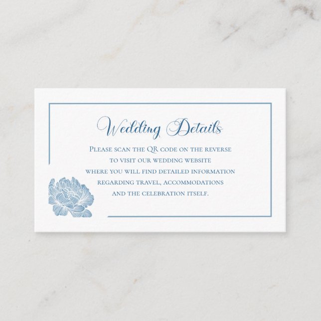 Simple Calligraphy Dusty Blue QR Info Wedding Tilläggskort (Framsida)