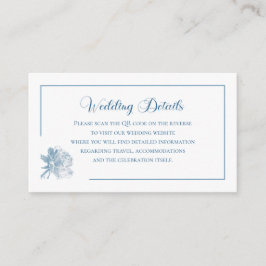 Simple Calligraphy Dusty Blue QR Info Wedding Tilläggskort