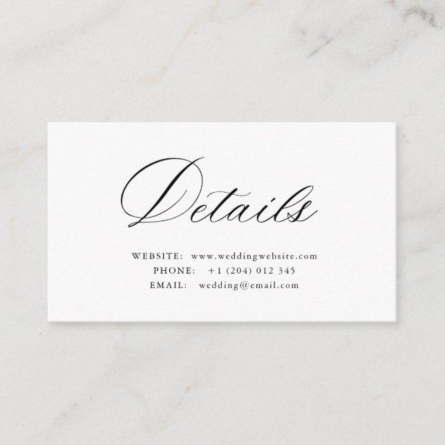 Simple calligraphy QR code wedding details card Tilläggskort (Framsida)
