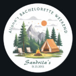 Simple Camping Weekend Bachelorette Party  Runt Klistermärke<br><div class="desc">Add personality and style to any surface with these high-quality stickers! Perfect for laptops, water bottles, notebooks, phone cases, scrapbooks, and more, these stickers feature vibrant colors, durable materials, and a strong adhesive that ensures they stay put. Waterproof and fade-resistant, they are built to last indoors or outdoors. Express yourself...</div>