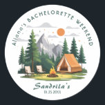 Simple Camping Weekend Bachelorette Party  Runt Klistermärke<br><div class="desc">Add personality and style to any surface with these high-quality stickers! Perfect for laptops, water bottles, notebooks, phone cases, scrapbooks, and more, these stickers feature vibrant colors, durable materials, and a strong adhesive that ensures they stay put. Waterproof and fade-resistant, they are built to last indoors or outdoors. Express yourself...</div>