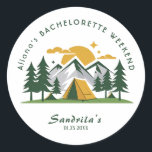 Simple Camping Weekend Bachelorette Party  Runt Klistermärke<br><div class="desc">Add personality and style to any surface with these high-quality stickers! Perfect for laptops, water bottles, notebooks, phone cases, scrapbooks, and more, these stickers feature vibrant colors, durable materials, and a strong adhesive that ensures they stay put. Waterproof and fade-resistant, they are built to last indoors or outdoors. Express yourself...</div>