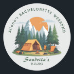 Simple Camping Weekend Bachelorette Party  Runt Klistermärke<br><div class="desc">Add personality and style to any surface with these high-quality stickers! Perfect for laptops, water bottles, notebooks, phone cases, scrapbooks, and more, these stickers feature vibrant colors, durable materials, and a strong adhesive that ensures they stay put. Waterproof and fade-resistant, they are built to last indoors or outdoors. Express yourself...</div>