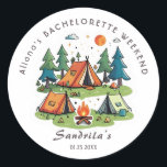 Simple Camping Weekend Bachelorette Party  Runt Klistermärke<br><div class="desc">Add personality and style to any surface with these high-quality stickers! Perfect for laptops, water bottles, notebooks, phone cases, scrapbooks, and more, these stickers feature vibrant colors, durable materials, and a strong adhesive that ensures they stay put. Waterproof and fade-resistant, they are built to last indoors or outdoors. Express yourself...</div>