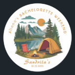 Simple Camping Weekend Bachelorette Party  Runt Klistermärke<br><div class="desc">Add personality and style to any surface with these high-quality stickers! Perfect for laptops, water bottles, notebooks, phone cases, scrapbooks, and more, these stickers feature vibrant colors, durable materials, and a strong adhesive that ensures they stay put. Waterproof and fade-resistant, they are built to last indoors or outdoors. Express yourself...</div>