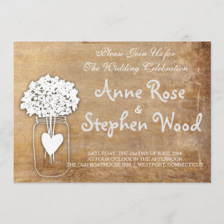 Simple Canvas Mason Burk bröllopsinbjudan Inbjudningar