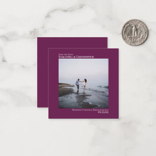 Simple Cassis Bröllop spara datum Photo Mini Anteckningskort
