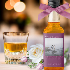 Simple Cassis Lila Bröllop Photo Tack Mini Spritflaskor Etikett