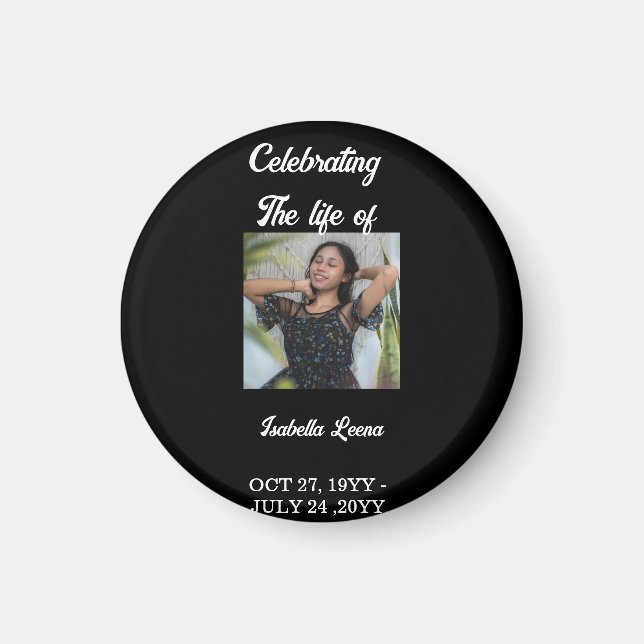 Simple Celebration of Life Funeral Memorial Photo Magnet (Framsidan)