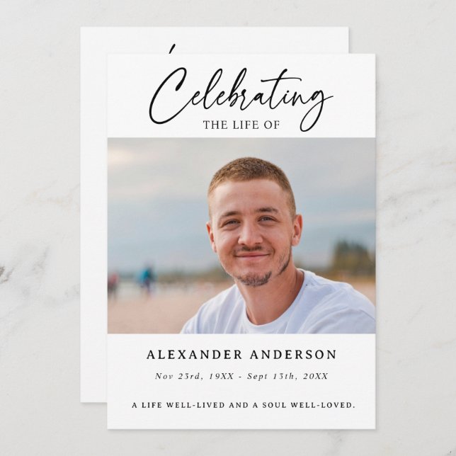 Simple Celebration of Life Funeral Photo Memorial Program (Fram/baksida)