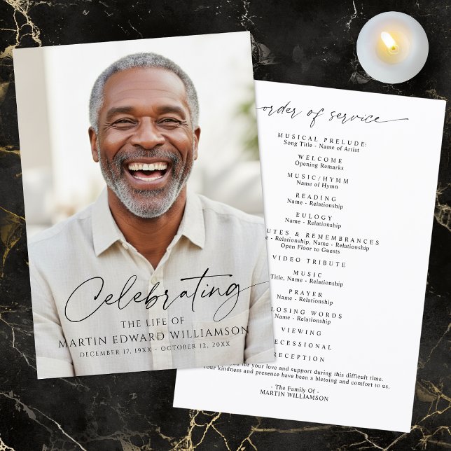 Simple Celebration of Life Photo Funeral Program (Skapare uppladdad)