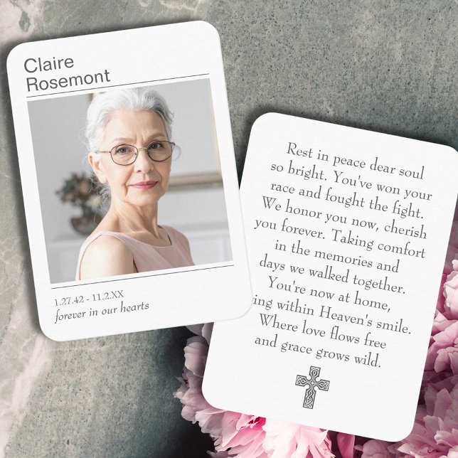 Simple Celebration of Life Photo Prayer Card Visitkort (Simple Celebration of Life Photo Prayer Card
)