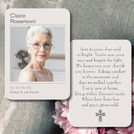 Simple Celebration of Life Photo Prayer Card Visitkort