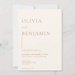 Simple Champagne Elegant bröllop-inbjudan Inbjudningar