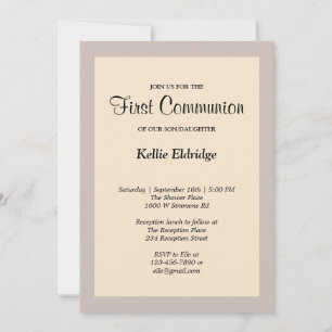 Simple Champagne Framed First Communion-inbjudan Inbjudningar