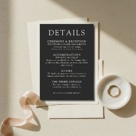 Simple Charcoal Classic Wedding Details Tilläggskort
