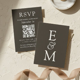 Simple Charcoal Classic Wedding QR Code OSA Kort