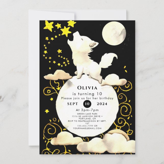 Simple Charm Varg Birthday Inbjudningar (Framsida)